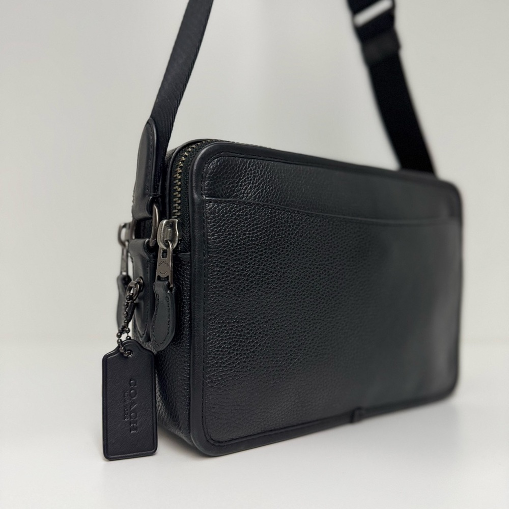 COACH Charter Crossbody Bag 24 in Black Pebbled Leather - Picture 12 of 15